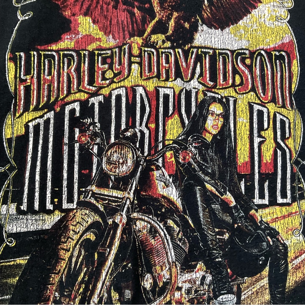Harley Davidson T-Shirt Men’s L Oklahoma City Babe On Bike Eagle Short Sleeve